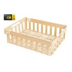 Caisse ajourée empilable emboîtable 400 x 300 x 120 mm - 13 L - beige