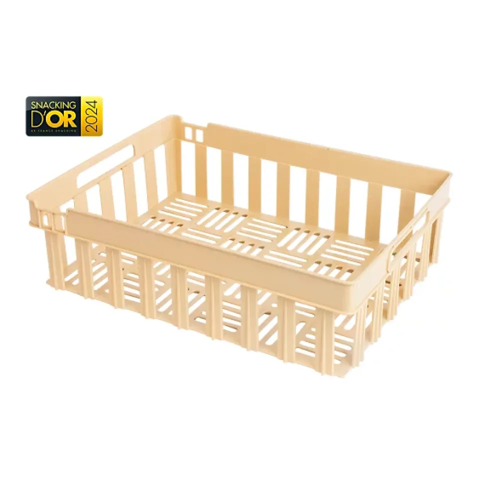 Caisse ajourée empilable emboîtable 400 x 300 x 120 mm - 13 L - beige