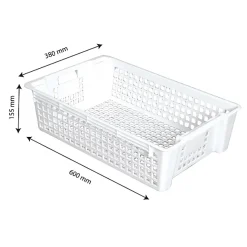 Caisse ajourée empilable emboîtable 600 x 380 x 155 mm 28 L - blanc