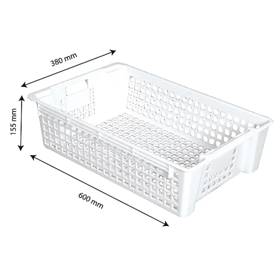 Caisse ajourée empilable emboîtable 600 x 380 x 155 mm 28 L - blanc