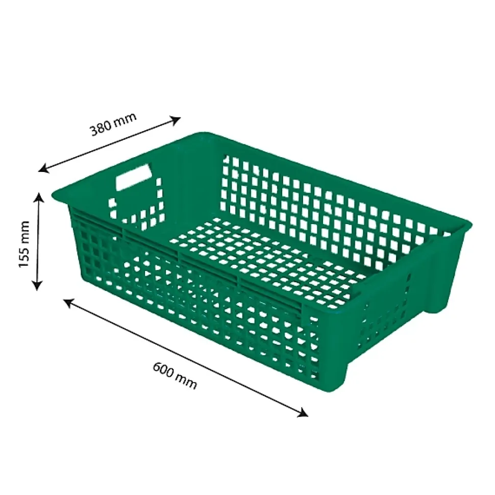 Caisse ajourée empilable emboîtable 600 x 380 x 155 mm 28 L - vert
