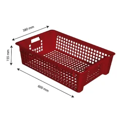 Caisse ajourée empilable emboîtable 600 x 380 x 155 mm 28 L - brique