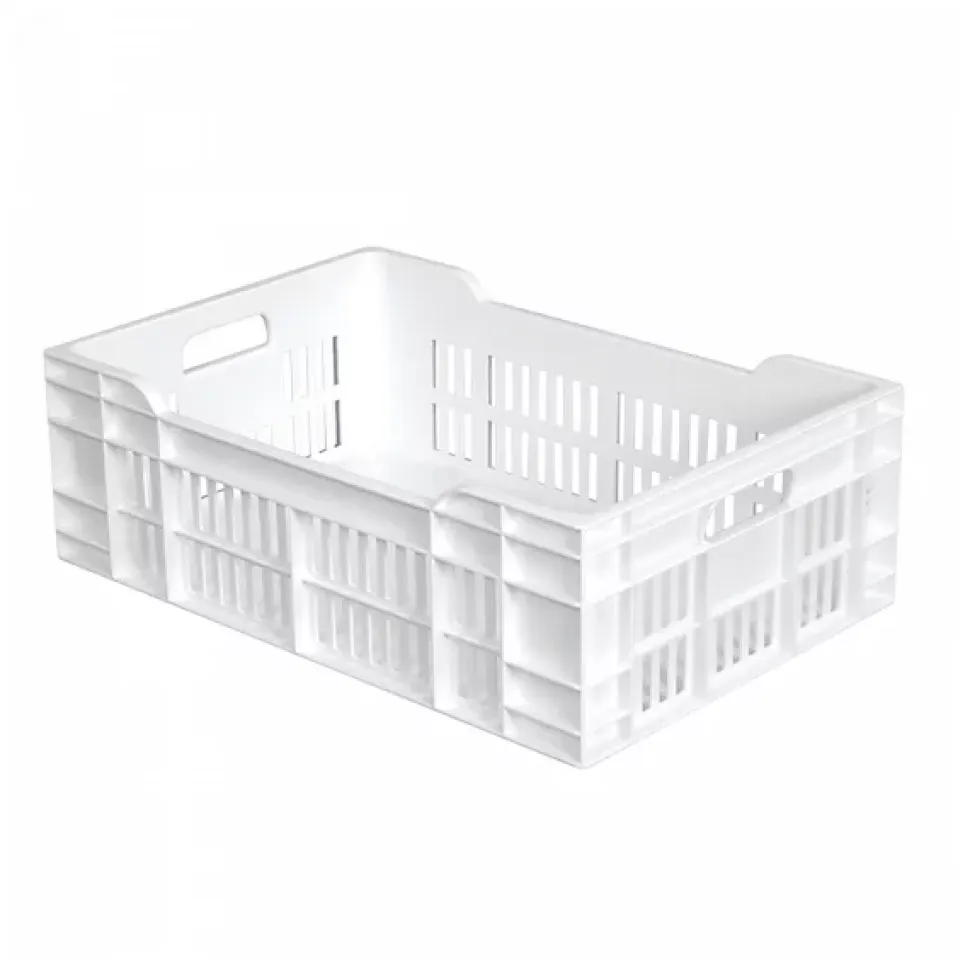 Caisse ajourée fond plein 600 x 400 x 200 mm 40 L - blanc