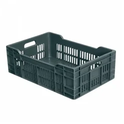 Caisse ajourée fond plein 600 x 400 x 200 mm 40 L - gris
