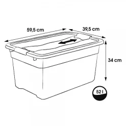 Caisse de rangement avec couvercle 52 litres - Rouge