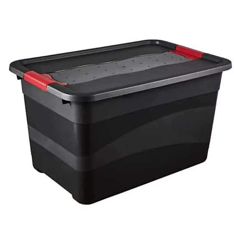 Caisse de rangement avec couvercle 52 litres - Rouge