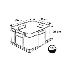 Caisse de Rangement Empilable 28 litres Euro-Box XL - Gris