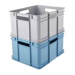 Caisse de Rangement Empilable en plastique recyclé 28 litres - Gris Clair