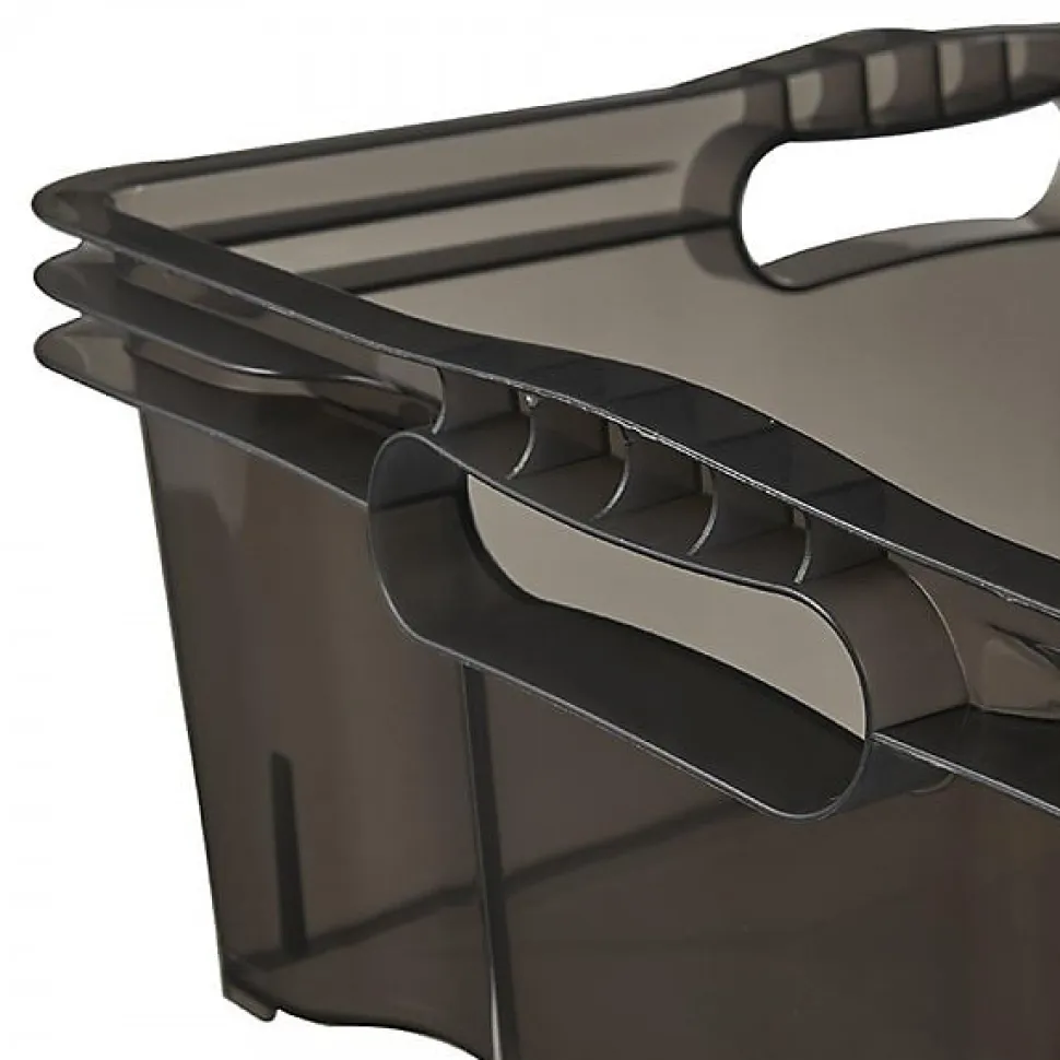 Caisse de rangement transparente plate 16 litres - Gris