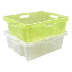 Caisse de rangement transparente plate 16 litres - Transparent