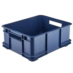 Caisse Empilable en plastique recyclé 20 litres - Bleu Foncé