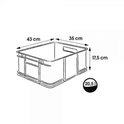 Caisse Empilable en plastique recyclé 20 litres - Gris Clair