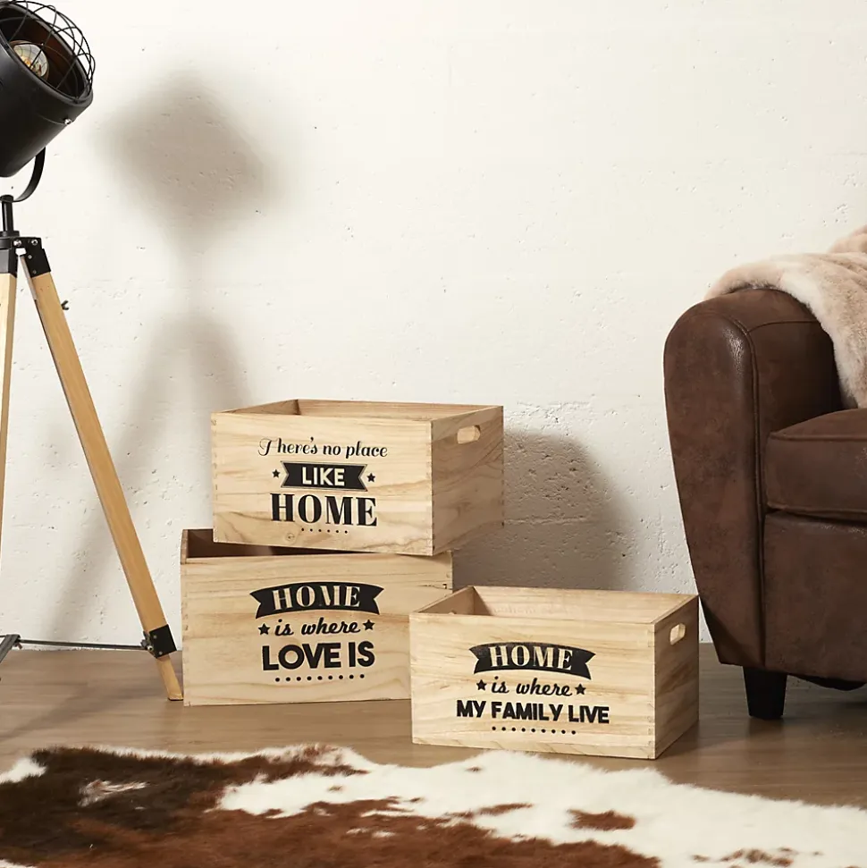 Caisse en bois empilables Home (Lot de 3)