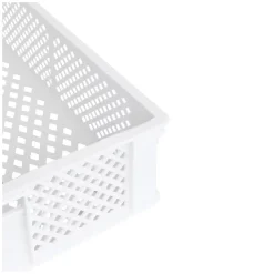 Caisse finement ajourée avec poignées 600 x 400 x 125 mm - 22 L - blanc