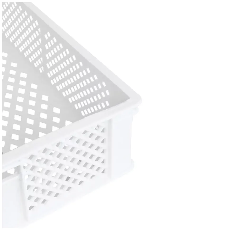 Caisse finement ajourée avec poignées 600 x 400 x 125 mm - 22 L - blanc