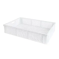 Caisse finement ajourée avec poignées 600 x 400 x 125 mm - 22 L - blanc