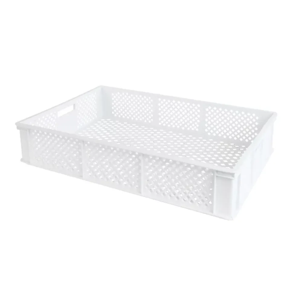 Caisse finement ajourée avec poignées 600 x 400 x 125 mm - 22 L - blanc