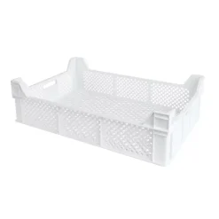 Caisse finement ajourée échancrée avec poignées 600 x 400 x 175 mm - 32 L - blanc