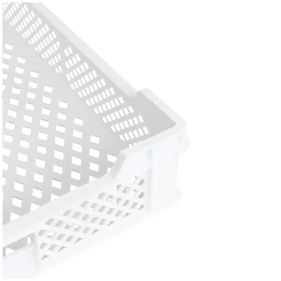 Caisse finement ajourée échancrée avec poignées 600 x 400 x 90 mm - 18 L - blanc
