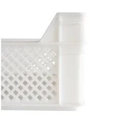 Caisse finement ajourée échancrée avec poignées 600 x 400 x 130 mm - 29 L - blanc