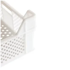 Caisse finement ajourée échancrée avec poignées 600 x 400 x 130 mm - 29 L - blanc