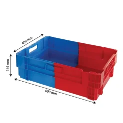 Caisse pleine empilable emboîtable 600x400 34 L bleu rouge