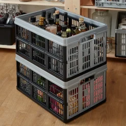 Caisse pliable en plastique Stuva gris et noir 45 L
