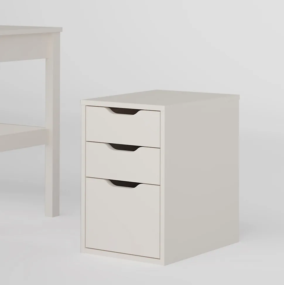 Caisson de bureau 3 tiroirs avec roulettes blanc H. 57,8 cm x L. 37,2 cm