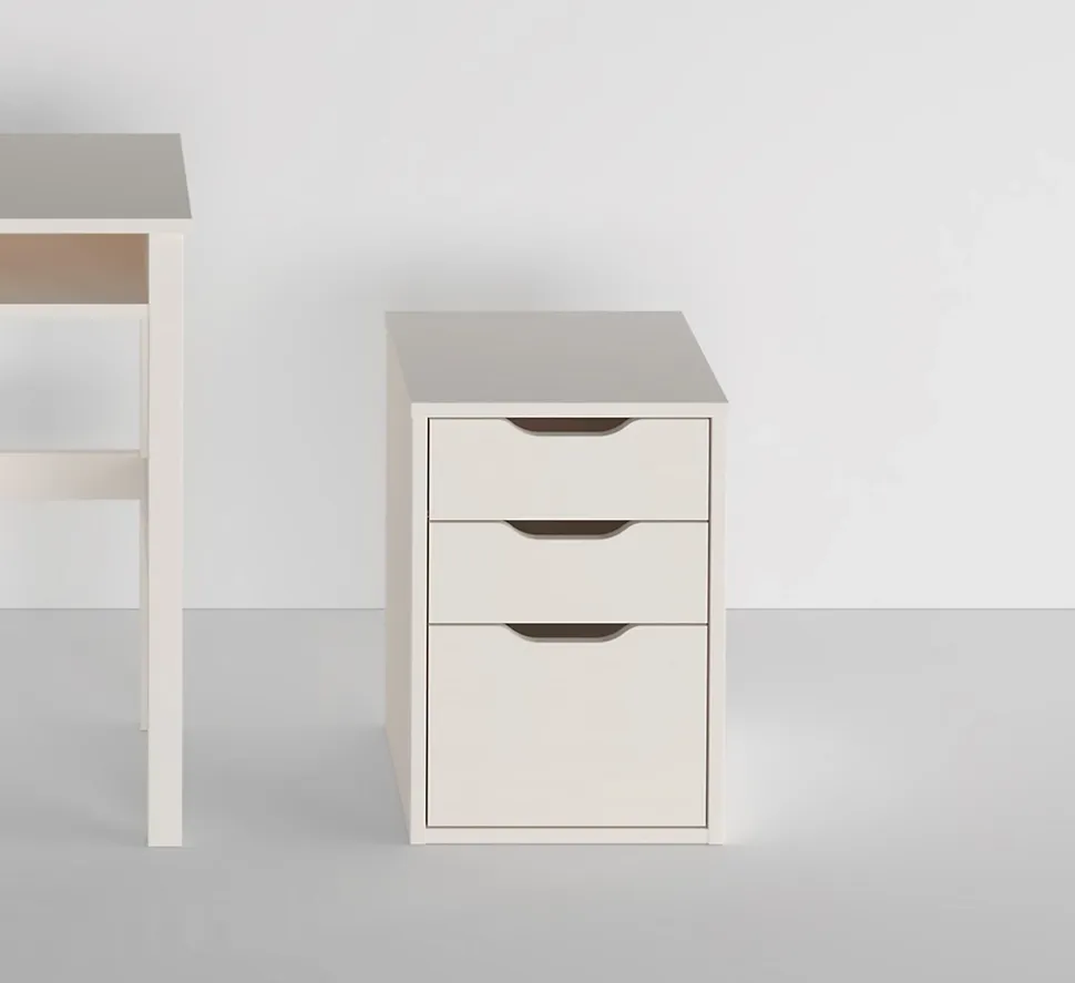 Caisson de bureau 3 tiroirs avec roulettes blanc H. 57,8 cm x L. 37,2 cm