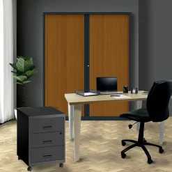 Caisson de bureau en métal 3 tiroirs avec roulettes Snor noir H. 57 cm x L. 40 cm