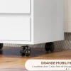Caisson de bureau rangement bureau sur roulettes 4 tiroirs coulissants MDF aspect bois blanc