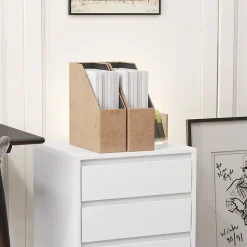 Caisson de bureau rangement bureau sur roulettes 4 tiroirs coulissants MDF aspect bois blanc