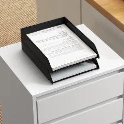 Caisson de bureau rangement bureau sur roulettes 4 tiroirs coulissants MDF aspect bois blanc