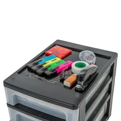 Caisson de rangement plastique recyclé A4, 5 Grands Tiroirs, Noir, OCH-2500, Iris Ohyama