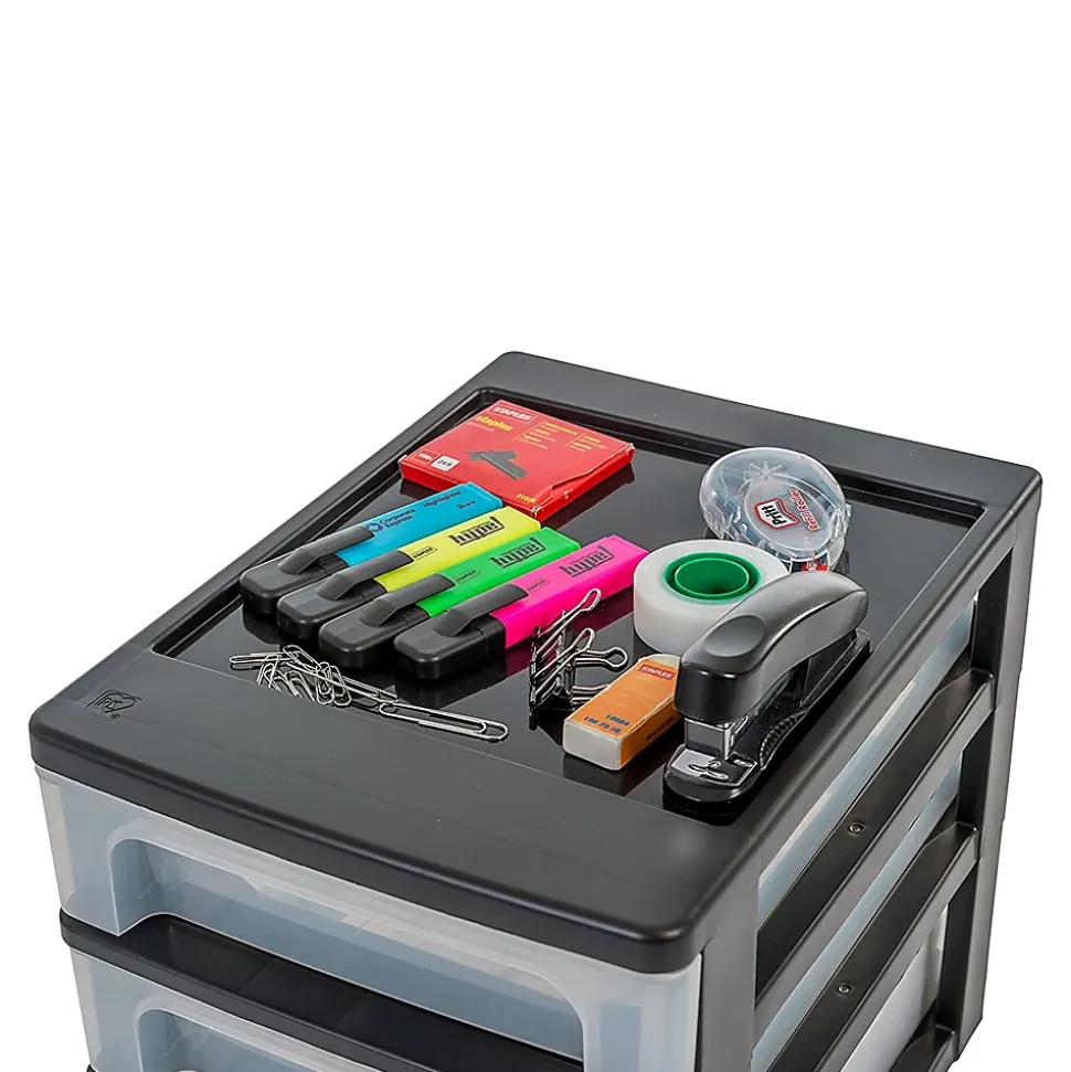 Caisson de rangement plastique recyclé A4, 5 Grands Tiroirs, Noir, OCH-2500, Iris Ohyama