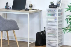 Caisson de rangement plastique A4, 10 Petits Tiroirs, Blanc, OCH-2100, Iris Ohyama