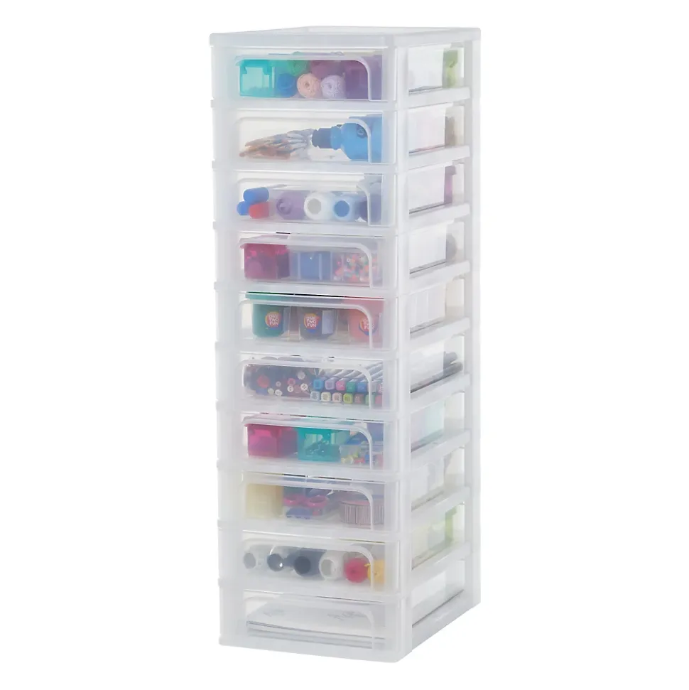 Caisson de rangement plastique A4, 10 Petits Tiroirs, Blanc, OCH-2100, Iris Ohyama