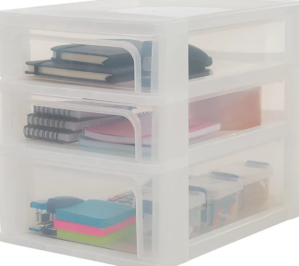 Caisson de rangement plastique A4, 3 Tiroirs Mix, Blanc, OCH-2021, Iris Ohyama