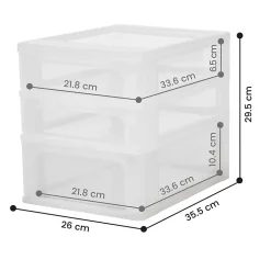 Caisson de rangement plastique A4, 3 Tiroirs Mix, Blanc, OCH-2021, Iris Ohyama