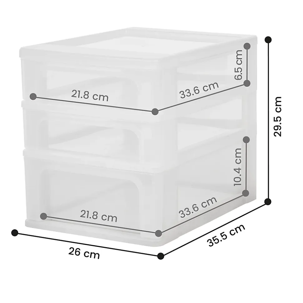 Caisson de rangement plastique A4, 3 Tiroirs Mix, Blanc, OCH-2021, Iris Ohyama