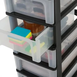 Caisson de rangement plastique recyclé A4, 5 Tiroirs Moyens, Noir, OCH-2005, Iris Ohyama