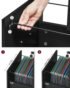 Caisson Mobile, Classeur, 2 Tiroirs, Support Imprimante Meuble de Bureau Verrouillable pour Documents au Format A4