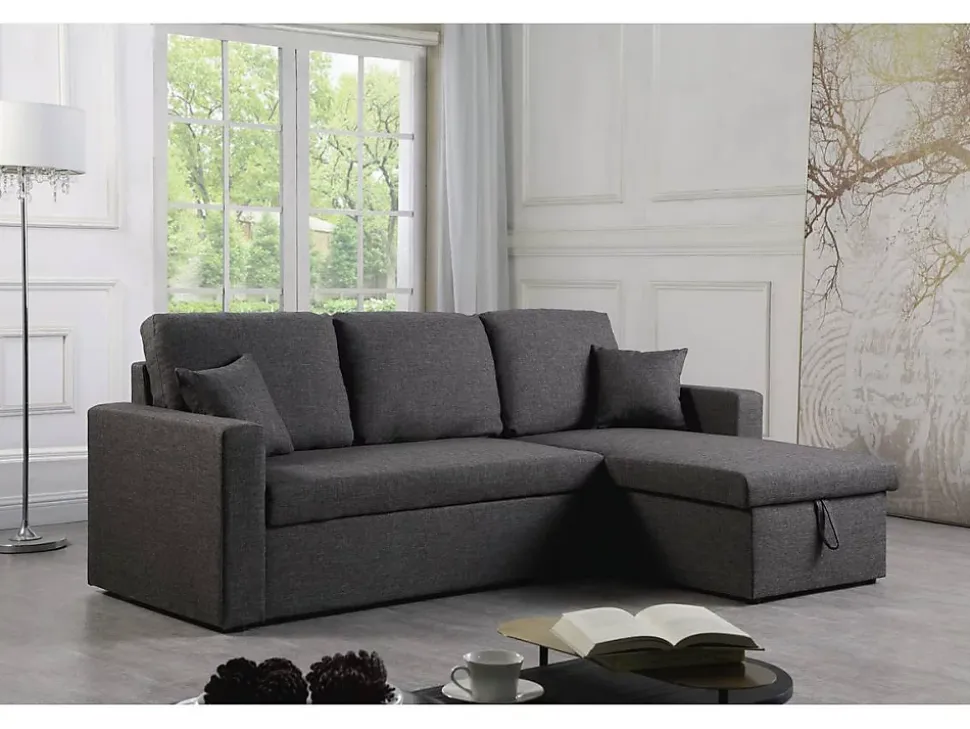 Canapé d'angle convertible réversible avec coffre "Alain" 3 places Gris