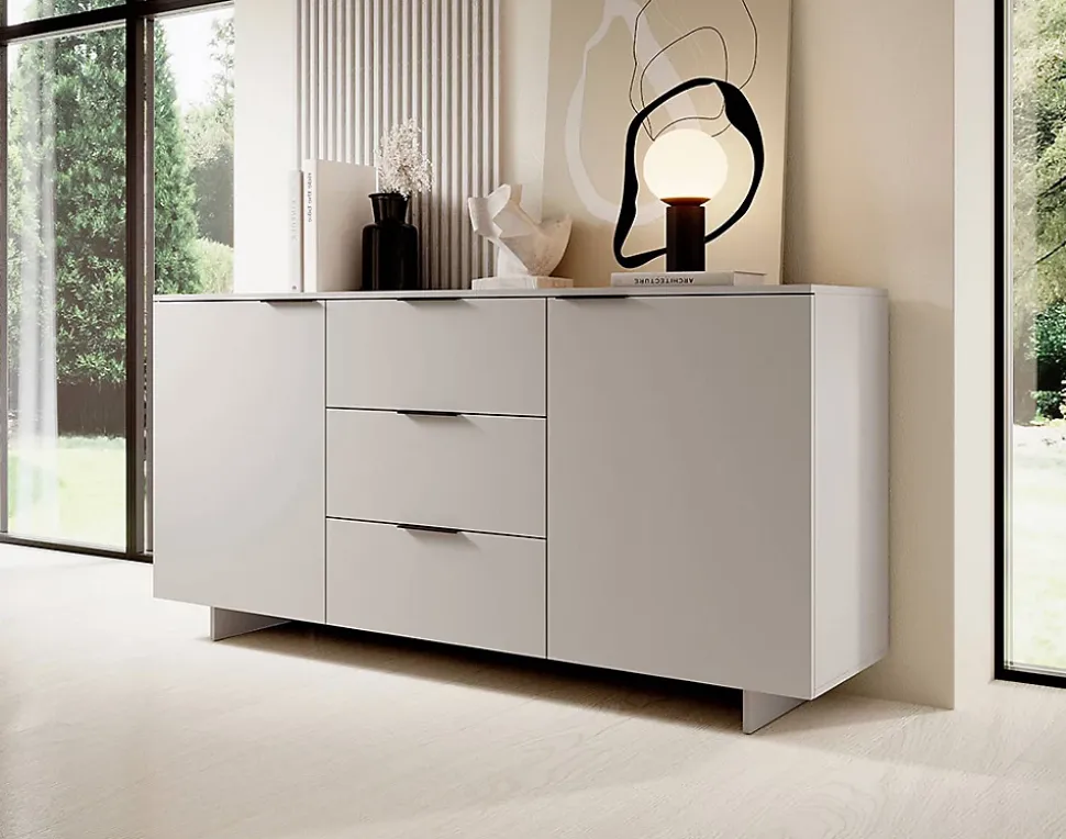 Canterbury - buffet bas - beige - 3 tiroirs et 2 portes - 180 cm - Best Mobilier