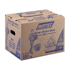 Carton de déménagement avec poignées 20 kg Mottez H. 30 x L. 40 x l. 30 cm, capacité 36 L