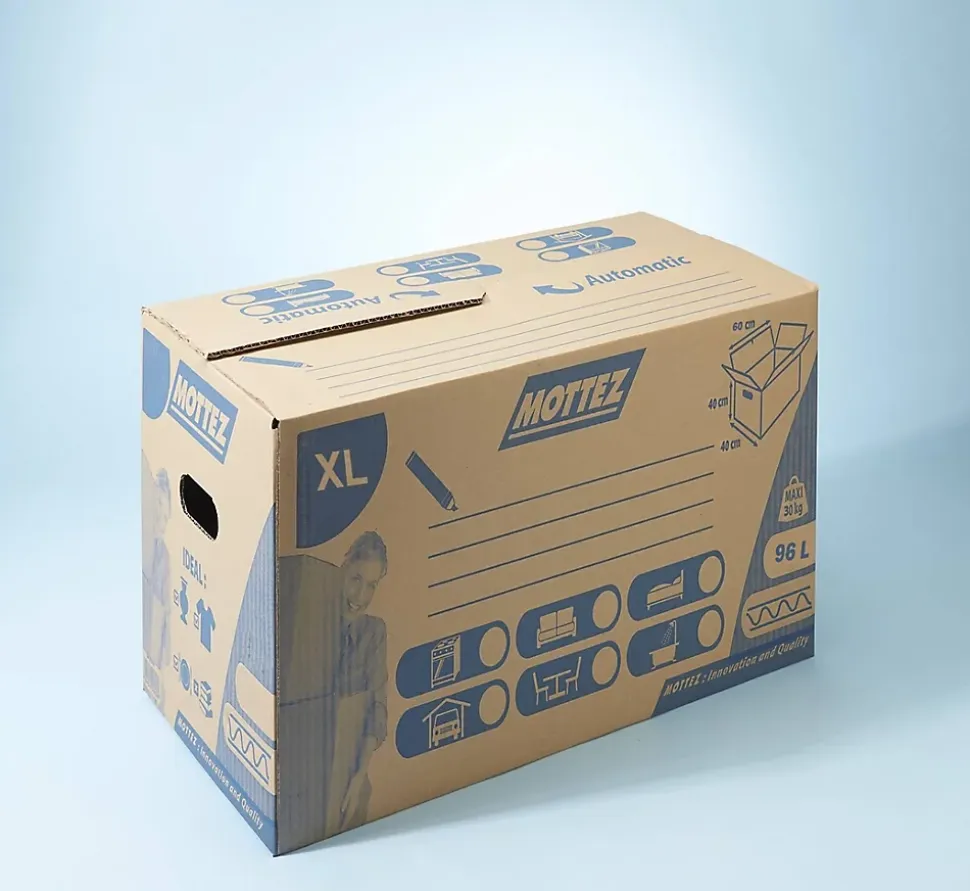 Carton de déménagement avec poignées 20 kg Mottez H. 40 x L. 60 x l. 40 cm, capacité 96 L