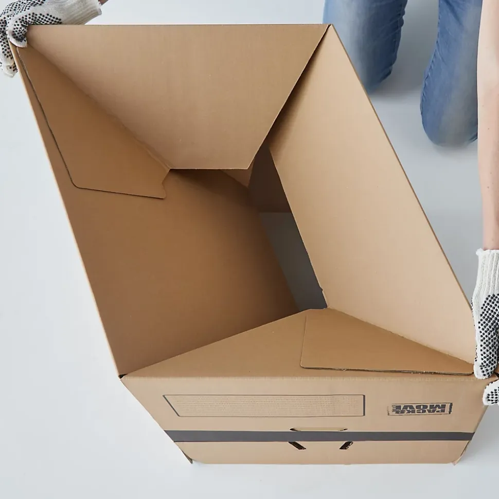 Carton de déménagement vendu par 10 sans adhésif avec poignées H. 40 x L. 60 x l. 50 cm, capacité 120 L Pack and Move