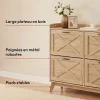 CASABEL Meuble à Chaussures 4 Abattants, Façades à motif croix, Bois, Grande Capacité 24 Paires, Meuble Entrée Compact