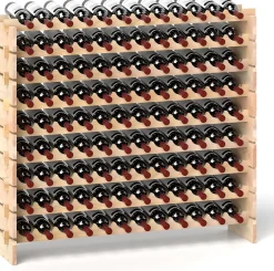 Casier à Bouteilles pour 108 Bouteilles Range Bouteille Vin avec 9 Étagères Porte Bouteille en Bois Massif pour Bars