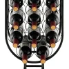 Casier à Vin 14 Bouteilles avec Roues Organisateur de Rangement de Vin Mobile avec Cadre Métallique Plateau en Bois Noir